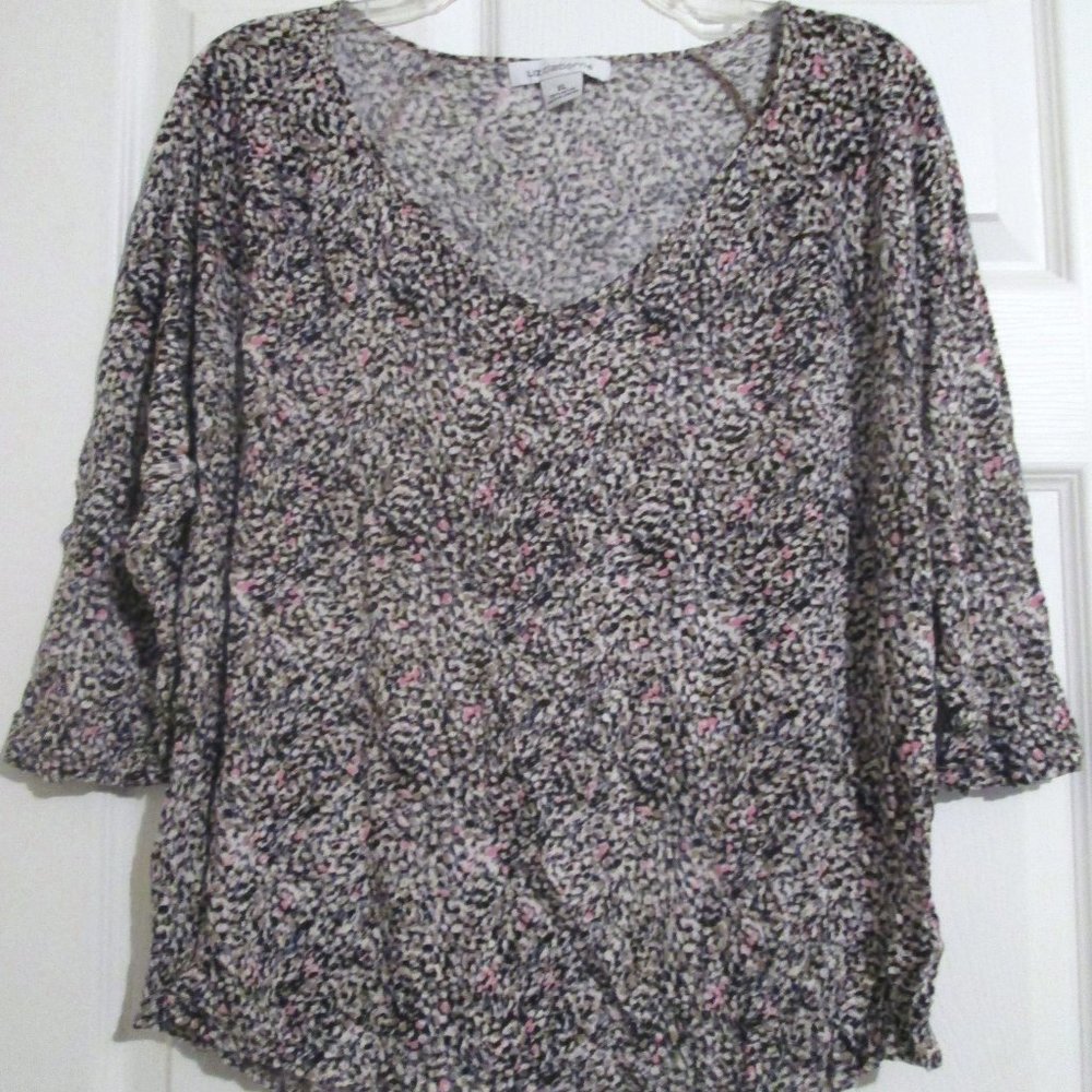 Liz Claiborne Speckled Colors 3/4 Sleeve Top Sz XL